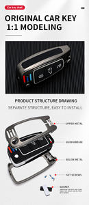 Étui de protection pour clé de voiture en alliage de zinc, gel de silice et TPU pour Audi Q3 Q7 Q5 TT Q2L A3 A1, porte-clés pliable, accessoires de sac - Product Image 5