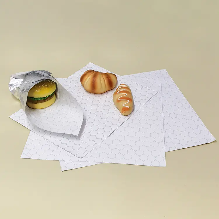 Emballage pour sandwich à hamburger de qualité alimentaire de restaurant personnalisé feuille d'aluminium étanche à l'huile feuilles de nid d'abeille papier d'emballage parchemin pour charcuterie