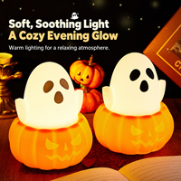 Halloween Geister-Kürbis LED-Nachtlicht USB-C Wiederaufladbare Tippsteuerbare Lampe mit Individuellem Logo für Feiertagsgeschenke