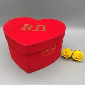 贴牌热卖天鹅绒花盒黑色泡沫定制品牌标志心形情人节礼品盒