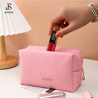 Pochette de maquillage de voyage personnalisée JOYSUN en PU, grande capacité, durable, élégante, fermeture éclair, étanche, avec poignée souple