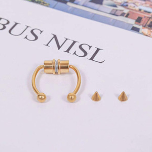 Magnetic <b>Nose</b> Ring Stainless Steel Spike Shape No Drill <b>Fake</b> <b>Nose</b> <b>Stud</b> Daily Wear Jewelry Silver Black Rainbow Gold Rose Gold - Product Image 3