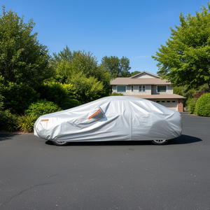 Housse de voiture universelle en aluminium argenté pour extérieur, compatible berline 186-193, imperméable, protection UV, avec fermeture éclair, pare-soleil - Product Image 2