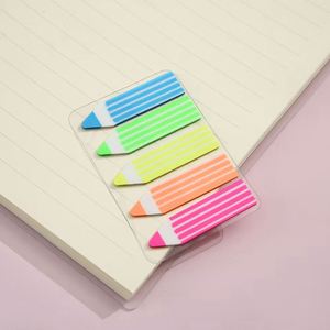 Fluorescent PET Plastic Self-Adhesive Sticky Note <b>Memo</b> <b>Pads</b> Pencil Shape for Easy Organization - Product Image 5