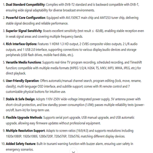 Ricevitore <span class=keywords><strong>TV</strong></span> <span class=keywords><strong>Digitale</strong></span> DVB-T2 ad Alta Sensibilità, Ampio Voltaggio 110V-250V, Lettore Multimediale Multi-Formato con Telecomando IR - Product Image 5