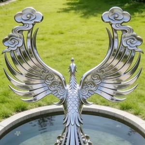 Statue de Phénix Chinois Traditionnel en Acier Inoxydable - Sculpture Personnalisée Bozhiyi d'Art Culturel Extérieur Contemporain - Product Image 3