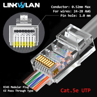 Linkwylan connecteurs réseau à prise modulaire CAT6 CAT5e Pass pour EZ RJ45 UTP 1.0-1.1mm trous d'épingle pour câble Ethernet PC pour l'alimentation