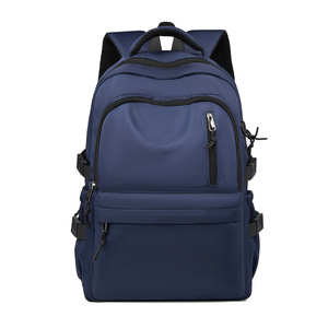 Laptop <b>Backpack</b> <b>Large</b> Capacity 15 Inches Solid Color Neutral Gender Everyday Use Travel School Bag Gray Black Blue - Product Image 3