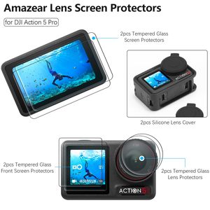 Ensemble Premium Amazear pour DJI Osmo Action 5 Pro, protection d'écran sans bulles, capuchon d'objectif en silicone, accessoires pour caméra sportive - Product Image 2