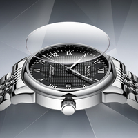 Montre mécanique automatique pour homme Mark Fairwhale, cadran à carreaux, chiffres romains, boîtier en métal, étanche, lumineuse, classique, pour affaires, FW-6046