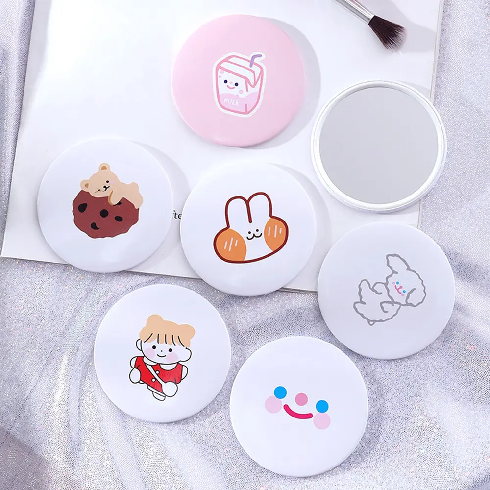 Frais supplémentaires — badge à boutons miroir en métal blanc, mignon, avec dessin animé, logo personnalisé imprimé, 58mm, promotion