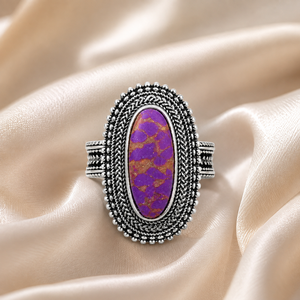 Anello Vintage Stile Viola per Donne, Anello Retrò con Design Floreale sul Bordo, Accessorio per Dito - Product Image 1