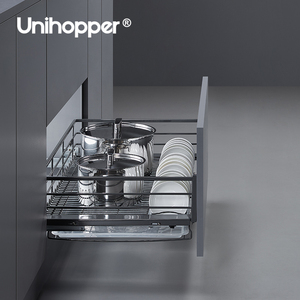 Unihopper Série NANO Organiseur de placard de cuisine multifonctionnel à trois côtés avec tiroirs coulissants à fermeture amortie - Product Image 3