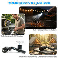 Brosse de nettoyage électrique rotative VERTAK 3.7V pour barbecue, poils en acier inoxydable, outil de nettoyage sans fil rechargeable pour l'extérieur