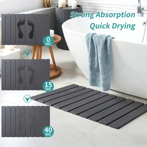 <span class=keywords><strong>Tapis</strong></span> de bain antidérapant super absorbant à séchage rapide en terre de diatomée, design moderne personnalisable, pliable, pour salle de bain et douche - Product Image 2