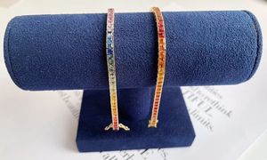 Bracelet tennis en or jaune 18 carats pour femmes, saphirs naturels multicolores, Xinfly - Product Image 2