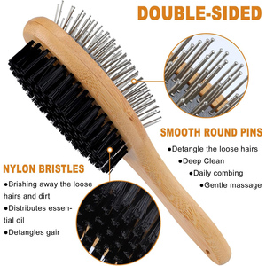Custom Logo Luxury Wooden Dog <b>Brush</b> Cat Grooming Products Deshedding Tool <b>Pet</b> Hair Remover <b>Brush</b> Comb - Product Image 2
