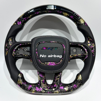 Tachymètre LED personnalisé avec cuir perforé, volant en fibre de carbone forgé violet pour Dodge Charger SRT Durango HELLCAT
