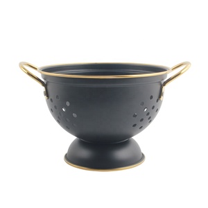 Black Metal <b>Colander</b> With Gold Handles Durable Kitchen Strainer Hand Wash Only - Product Image 3