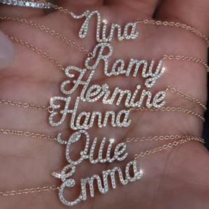 <span class=keywords><strong>Nome</strong></span> personalizzato S925 <span class=keywords><strong>collana</strong></span> in <span class=keywords><strong>argento</strong></span> Sterling Moissanite placcato oro alla moda personalizzato con motivo a forma di lettera regalo per le donne - Product Image 5