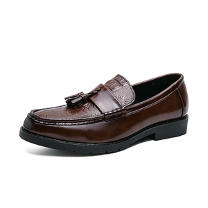 Tassels Pure Color Business Walking Style Casual Leisure Durable <b>Flats</b> Custom Loafers Men's Dress Shoes - Product Image 2