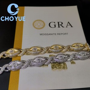 S925 Silver Moissanite Cuban <b>Bracelet</b> Iced Out Marquise Evil Eyes <b>Infinity</b> Design Pass Diamond Tester Hip Hop Jewelry for Men - Product Image 1