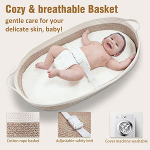 2024 Products Baby Changing <strong>Basket</strong> <strong>Set</strong> Matching Diaper Caddy,Foam Changing Pad &amp;Water Repellent <strong>Cover</strong>,Cotton Rope <strong>Moses</strong> <strong>Baskets</strong> - Product Image 4