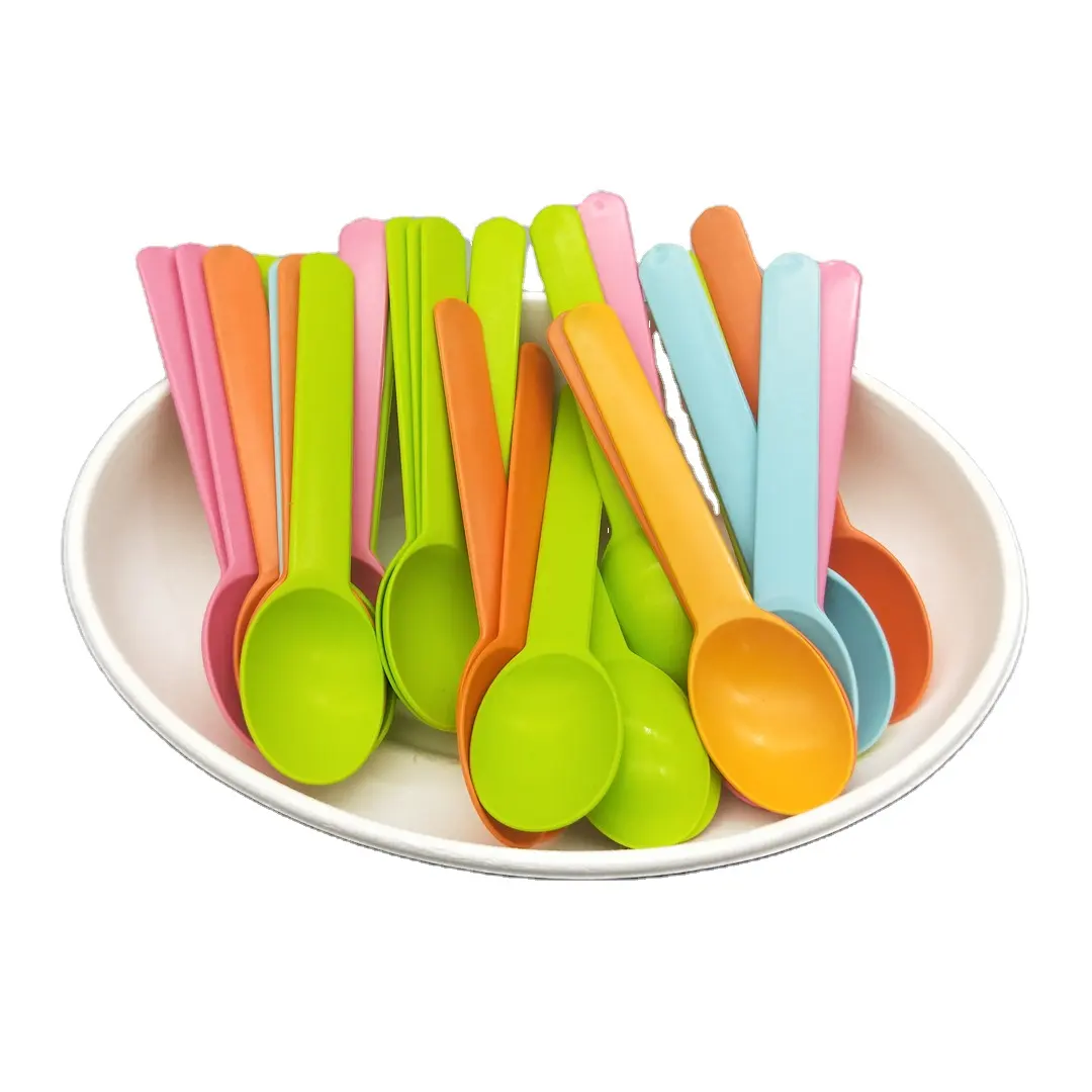 Di alta qualità biodegradabile logo personalizzato Eco colorato 15 centimetri di Ghiaccio-crema cucchiaio per il bambino di ghiaccio crema