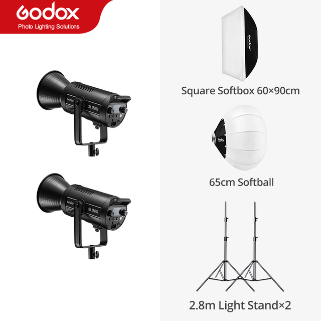 Godox SL150III 150W LED Video Light Professional Continuous Light for Studio Photography Softbox Light Stand Kit Portable High