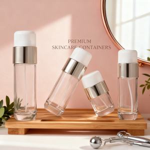 ชุดขวดแก้วใสเปล่าขนาด 30 กรัม 50 กรัม 50 มล. 100 มล. 120 นล. 150 มล. สำหรับบรรจุภัณฑ์เครื่องสำอาง โลชั่น เอสเซนส์ สเปรย์  พร้อมพิมพ์โลโก้ได้ - Product Image 1