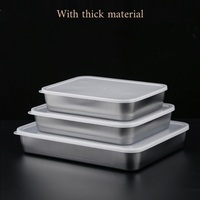 Boîte Rectangle pour conservation des aliments, ml, accessoire de cuisine, boitier rectangulaire, en acier inoxydable, pour le four, avec support