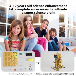 Jouets éducatifs pour enfants, développement de l'intelligence, robot à commande vocale DIY, matériau en bois, alimenté par <span class=keywords><strong>batterie</strong></span>, 0-3 mois, neuf - Product Image 4