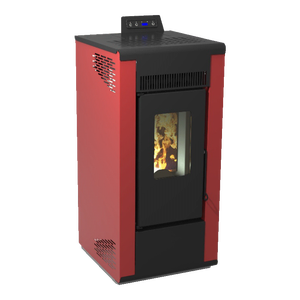 Poêle à granulés en fonte ventilée ROXY 1-8, 7,87 kW, Bordeaux - Chauffage extérieur pour la maison, installation autonome - Product Image 1