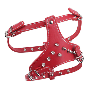Leder <span class=keywords><strong>Spiked</strong></span> Studded <span class=keywords><strong>Dog</strong></span> Harness Pet Verstellbares Geschirr halsband für mittelgroße Hunde - Product Image 4