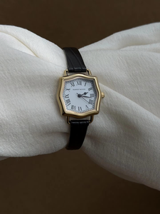 Orologio da Donna Vintage Stile Retrò con Quadrante Poligonale, Cinturino Nero e Oro - Product Image 3