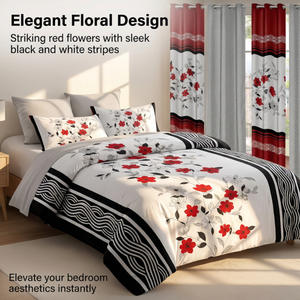 <span class=keywords><strong>ชุด</strong></span>เครื่องนอนพิมพ์ลายหรูหรา 12 ชิ้น พร้อมผ้าม่าน ปลอกหมอน ปลอกหมอนอิง-ผ้าปูที่<span class=keywords><strong>นอน</strong></span>โพลีเอสเตอร์ 100% ป้องกันรอยยับ - Product Image 3