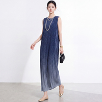 Robe plissée froncée décontractée grande taille style coréen pour femme, écologique, respirante, élégante, à manches courtes, longueur midi