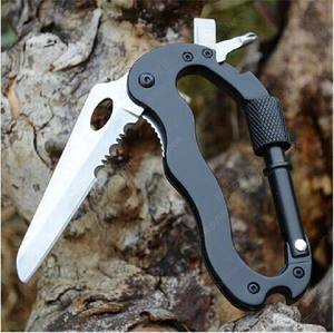 5 in 1 D-Shape Carabiner Knife Foldable for Survival <b>Multi</b>-<b>Tool</b> with EDC Hook for <b>Camping</b> & Hiking - Product Image 2