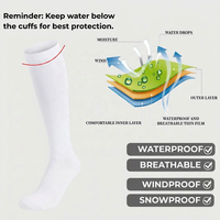 Chaussettes blanches hautes jusqu'au genou 100% imperméables, membrane technique 3 couches respirante, tube long pour la randonnée, le trekking, la course à pied, le cyclisme