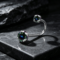 Accessoires de bikini : Piercing de nombril en zircon 5A et acier chirurgical 316L à filetage externe, bijou de corps pour soirée