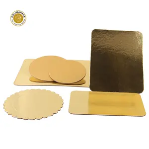 Customized größe kuchen pappe dicken folie gewickelt gold kuchen boards