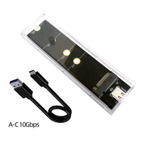 Caja para SSD M2 NVME, carcasa de aluminio transparente, USB3.1 tipo C, 501-600 MB/s de lectura, 401-500 MB/s de escritura, LED para ordenador portátil
