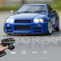 Voiture de drift RC LDRC 1899 RTR GTR R34 à l'échelle 1/18, 2.4G RWD, avec design multi-liens, gyroscope ESP, lumières LED et carrosserie en alliage, jouet de course