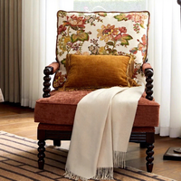 Fauteuil individuel en bois massif de style américain, luxe léger, avec tissu vintage, chaise longue de salon, personnalisable