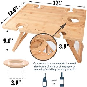 Outdoor <strong>Folding</strong> Portable Mini <strong>Picnic</strong> Rack Wine <strong>Table</strong> Foldable Bamboo Wooden Snack Beach <strong>Table</strong> With Wine Bottle And Glass Holder - Product Image 6
