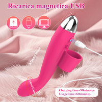 Vibrateur à doigt pour stimulation du point G, mouvement de courbure à 30 degrés, 10 modes de vibration, chargement USB magnétique, vente en gros