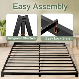 Nhiệm Vụ Nặng Nề Dễ Dàng Lắp Ráp Cấu Hình Thấp Khung Giường Nữ Hoàng Vua Kích Thước Đầy Đủ Không Có Hộp Mùa Xuân Cần Thiết Thấp Khung Giường - Product Image 3