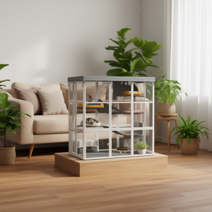 Recinto para Gatos con Hamaca, Casa para Mascotas de Metal, Interior Moderno, Rectangular, Tamaño Mediano para Gatos - Product Image 2