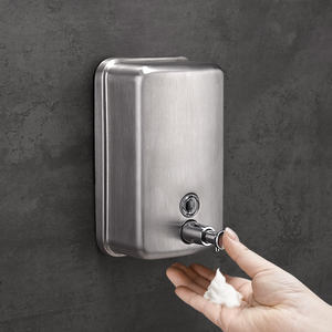 Dispensador de Jabón Doble Manual de Acero Inoxidable 304 para Montar en la Pared, Acabado Satinado, Diseño Moderno para Baños Públicos, Hoteles, Hospitales y Escuelas - Product Image 1