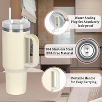 Gobelet isotherme en acier inoxydable de 40 oz avec poignée pour le camping, tasse de voyage, grande capacité, bouteille d'eau portable
